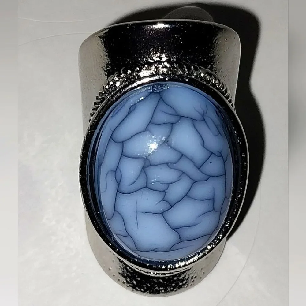 Unisex Bosnian Style Blue Stone Alloy Ring sz 7